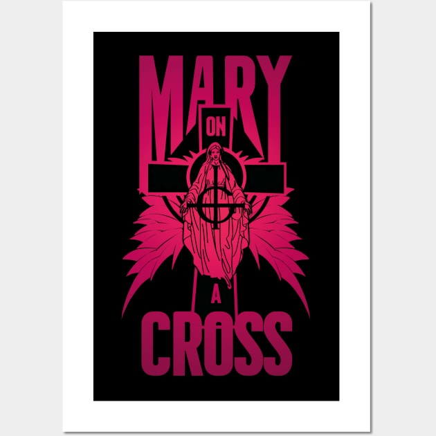 Mary on a cross- pink Wall Art by Citrus.rock